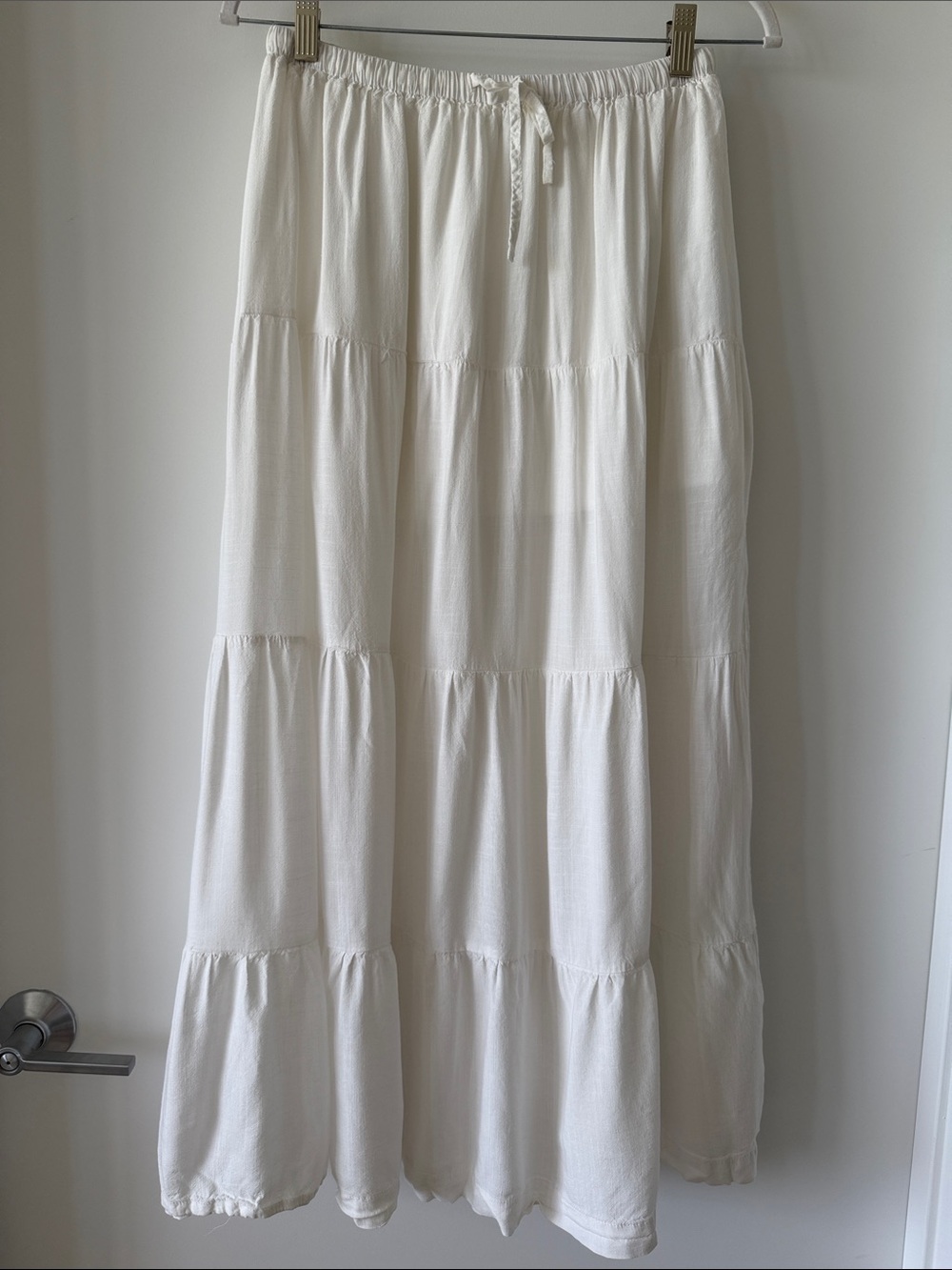 Rhythm Flowy Tiered Maxi Skirt in White